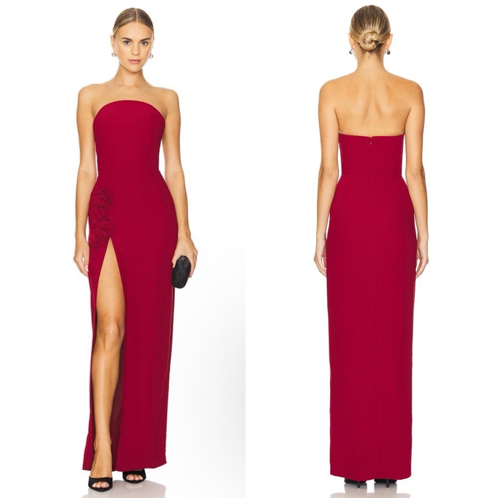 Amanda Uprichard | Dresses | Amanda Uprichard X Revolve Wolfe Strapless Gown  Carnelian Red | Poshmark